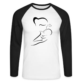 Mama liebt dich Mama Blumen Frauen Valentinstag - Unisex Baseballshirt langarm - Weiß/Schwarz - Vorne - Nik (191cm)