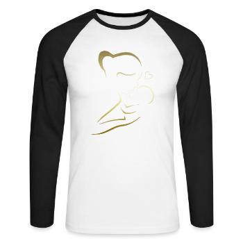 Mama liebt dich Mama Blumen Frauen Valentinstag - Unisex Baseballshirt langarm - Weiß/Schwarz - Vorne - Nik (191cm)