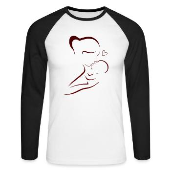 Mama liebt dich Mama Blumen Frauen Valentinstag - Unisex Baseballshirt langarm - Weiß/Schwarz - Vorne - Nik (191cm)
