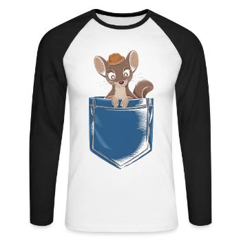 Wiesel - Unisex Baseballshirt langarm - Weiß/Schwarz - Vorne - Nik (191cm)