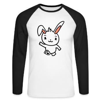 Rabbit waving greeting going running running waving waving - Unisex Long Sleeve Baseball T-Shirt - white/black - Front - Nik (191cm)