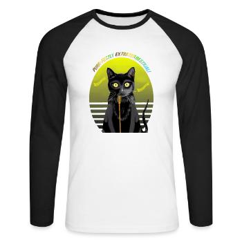 Star Cat: Singing The Blues - Unisex Long Sleeve Baseball T-Shirt - white/black - Front - Nik (191cm)