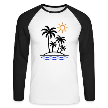 Island Summer Palm Trees - Unisex Long Sleeve Baseball T-Shirt - white/black - Front - Nik (191cm)