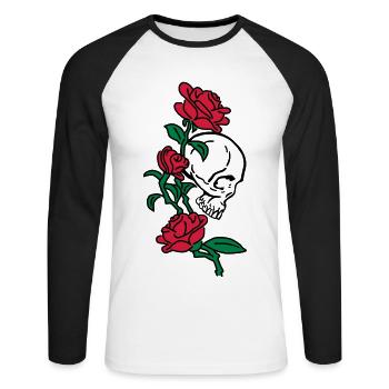 skull and roses es123 - Unisex Baseballshirt langarm - Weiß/Schwarz - Vorne - Nik (191cm)