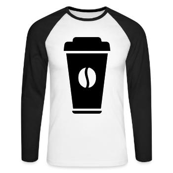 Kaffee Symbol - Unisex Baseballshirt langarm - Weiß/Schwarz - Vorne - Nik (191cm)