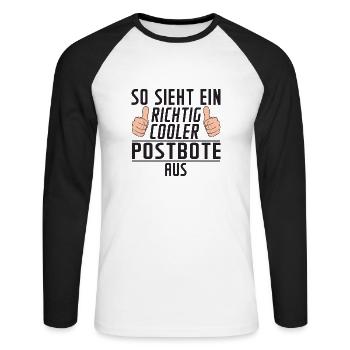 Postbote | Post | lustiger Spruch | Briefträger - Unisex Baseballshirt langarm - Weiß/Schwarz - Vorne - Nik (191cm)