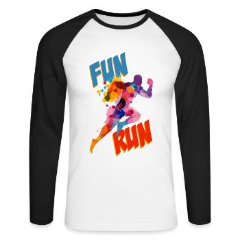 Fun Run Leichtathletik Sprinter - Unisex Baseballshirt langarm - Weiß/Schwarz - Vorne - Nik (191cm)