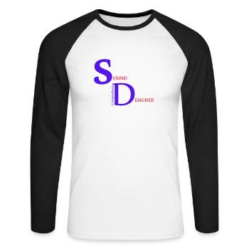 Compositeur Sound Designer - T-shirt baseball manches longues Homme - blanc/noir - Devant - Nik (191cm)
