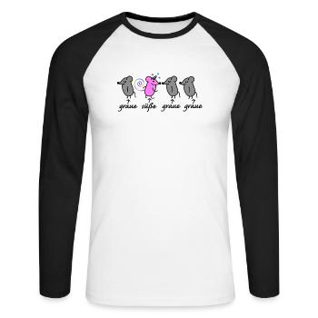 Maus und Mäuse - Unisex Baseballshirt langarm - Weiß/Schwarz - Vorne - Nik (191cm)
