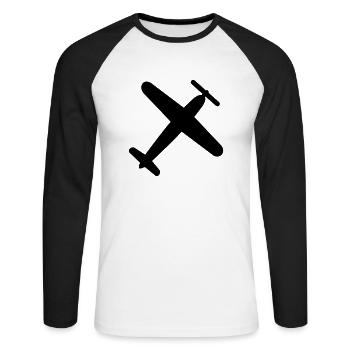 Flugzeug - Unisex Baseballshirt langarm - Weiß/Schwarz - Vorne - Nik (191cm)