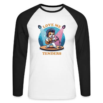 Love Me Tenders 70s Music Dog Funny Animals - Unisex Long Sleeve Baseball T-Shirt - white/black - Front - Nik (191cm)