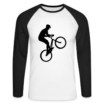 Biking - Trial - Unisex Baseballshirt langarm - Weiß/Schwarz - Vorne - Nik (191cm)