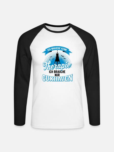 Cuxhaven ich brauche keine Therapie nur Cuxhaven - Unisex Baseballshirt langarm - Weiß/Schwarz