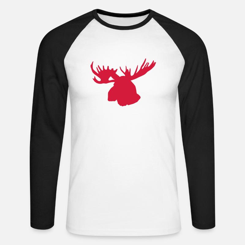 elch - moose - elk - kanada - canada - Unisex Baseballshirt langarm - Weiß/Schwarz