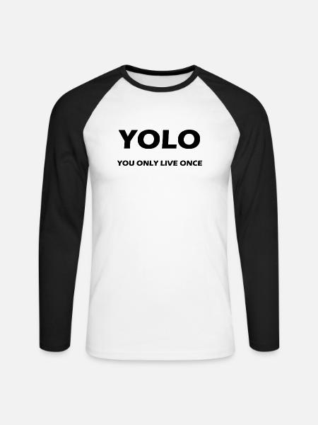 yolo 1 - Unisex Baseballshirt langarm - Weiß/Schwarz
