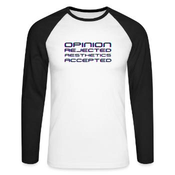 Avis rejeté, Esthétique acceptée ! - T-shirt baseball manches longues Homme - blanc/noir - Devant - Nik (191cm)