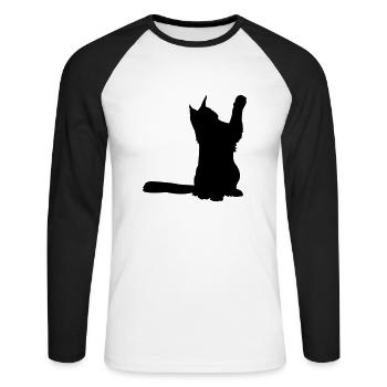 Maine Coon 2 - Unisex Baseballshirt langarm - Weiß/Schwarz - Vorne - Nik (191cm)