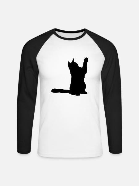 Maine Coon 2 - Unisex Baseballshirt langarm - Weiß/Schwarz