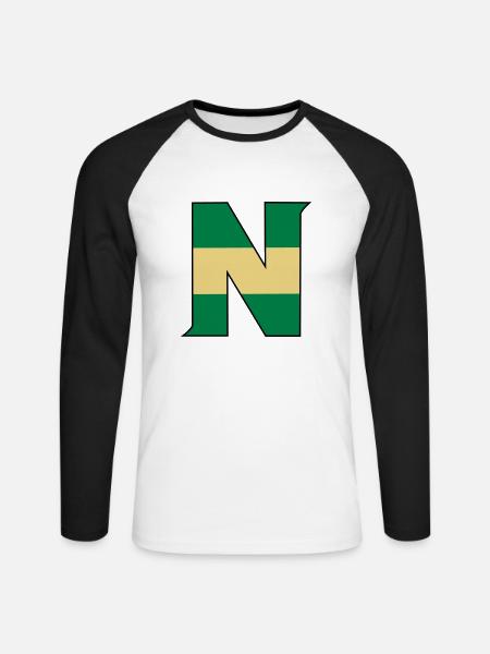N droit - T-shirt baseball manches longues Homme - blanc/noir