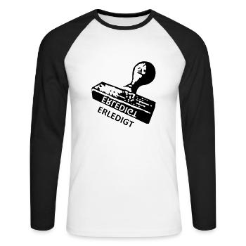 Erledigt - Stempel - Abi - Unisex Baseballshirt langarm - Weiß/Schwarz - Vorne - Nik (191cm)