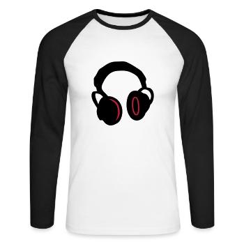 Kopfhörer - Headphones - Unisex Baseballshirt langarm - Weiß/Schwarz - Vorne - Nik (191cm)