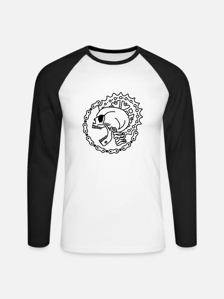 Skull Chain Punk - Black - Unisex Baseballshirt langarm - Weiß/Schwarz