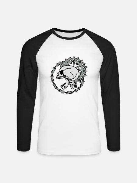 Skull Chain Punk-3c - Unisex Baseballshirt langarm - Weiß/Schwarz