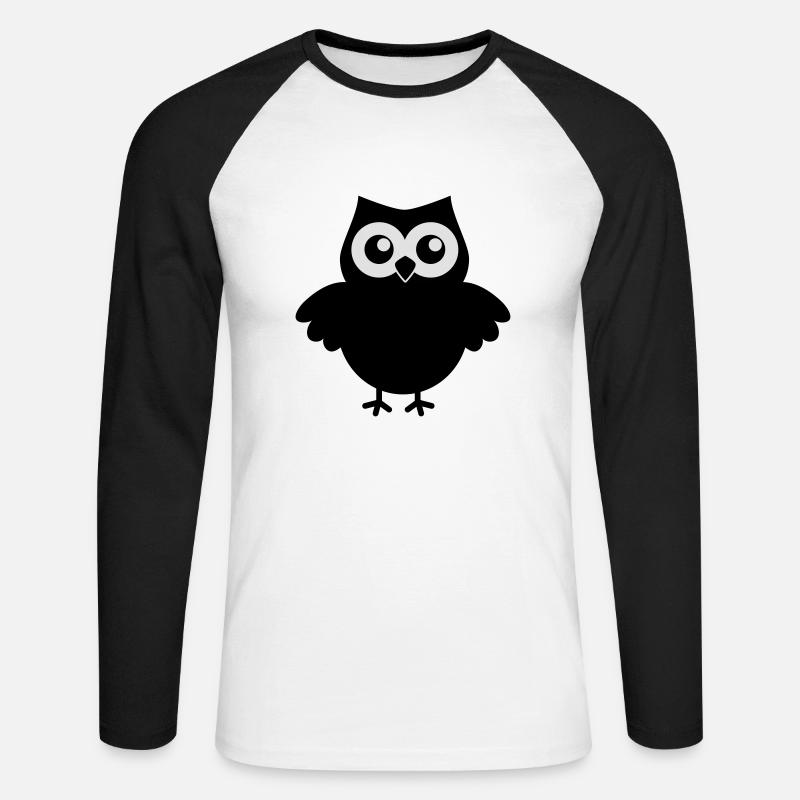 Eule - Unisex Baseballshirt langarm - Weiß/Schwarz