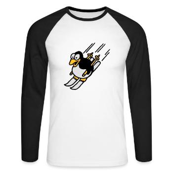 pinguin_ski_022011_a_3c - T-shirt baseball manches longues Homme - blanc/noir - Devant - Nik (191cm)