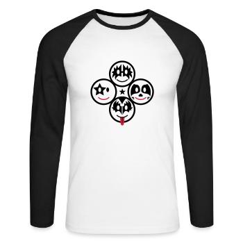 Smiley Kiss Icons (quadratisch) 3c - T-shirt baseball manches longues Homme - blanc/noir - Devant - Nik (191cm)