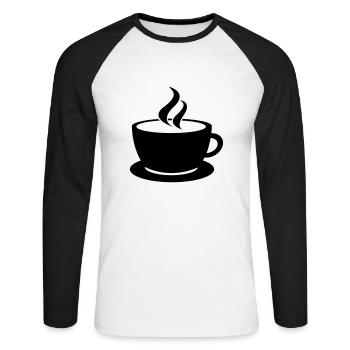 coffee cup tea cafe - T-shirt baseball manches longues Homme - blanc/noir - Devant - Nik (191cm)