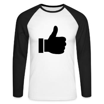 hand like - Unisex Baseballshirt langarm - Weiß/Schwarz - Vorne - Nik (191cm)