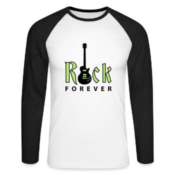 rock_gitarre_d_01_2c - Unisex Long Sleeve Baseball T-Shirt - white/black - Front - Nik (191cm)
