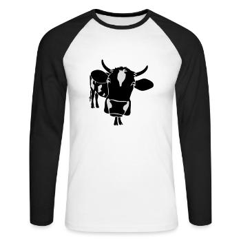 kuh rind muh milch bauer farm alm heidi fleckvieh - Unisex Baseballshirt langarm - Weiß/Schwarz - Vorne - Nik (191cm)