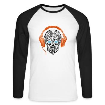 Crâne Casque - T-shirt baseball manches longues Homme - blanc/noir - Devant - Nik (191cm)