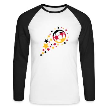 deutschland_fussball_design_2_f3 - T-shirt baseball manches longues Homme - blanc/noir - Devant - Nik (191cm)