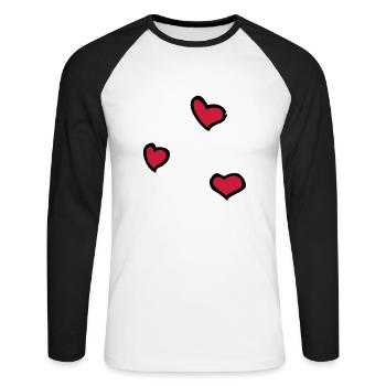 Herzen, Hearts, Liebe - Unisex Baseballshirt langarm - Weiß/Schwarz - Vorne - Nik (191cm)