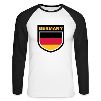 germany_emblem - T-shirt baseball manches longues Homme - blanc/noir - Devant - Nik (191cm)