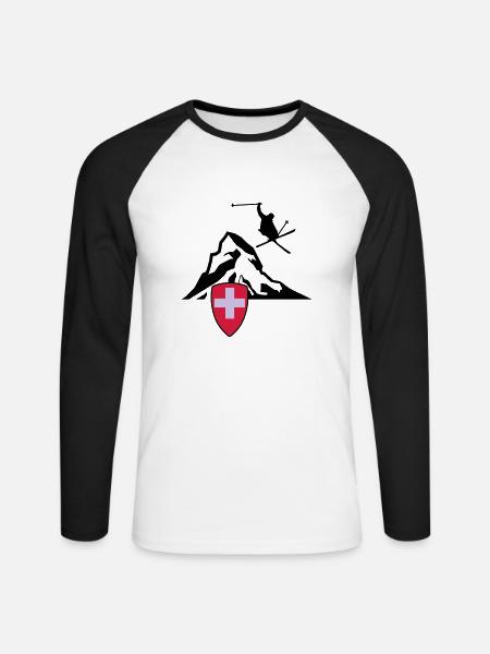 matterhorn zermatt Switzerland - Unisex Long Sleeve Baseball T-Shirt - white/black