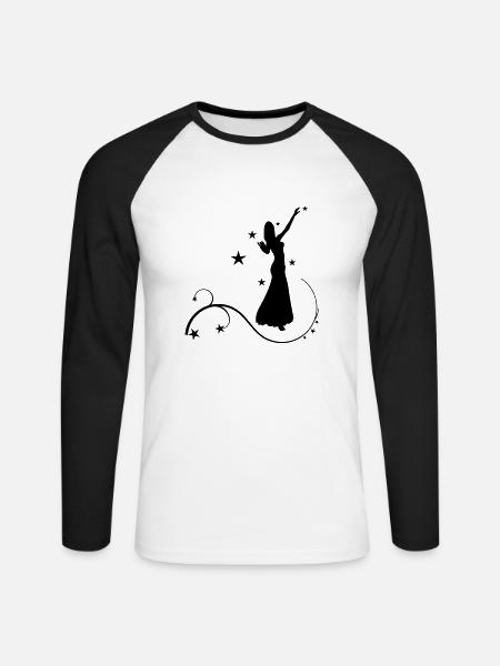 Bauchtanz mit Sternen - Unisex Baseballshirt langarm - Weiß/Schwarz