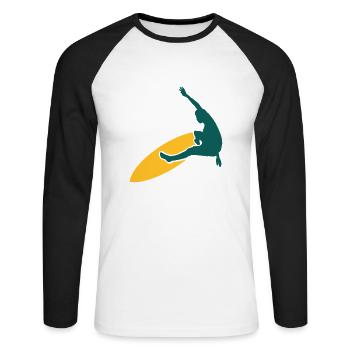 surfer - Unisex Baseballshirt langarm - Weiß/Schwarz - Vorne - Nik (191cm)
