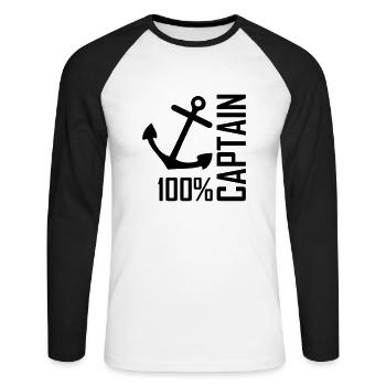 100% captain - T-shirt baseball manches longues Homme - blanc/noir - Devant - Nik (191cm)