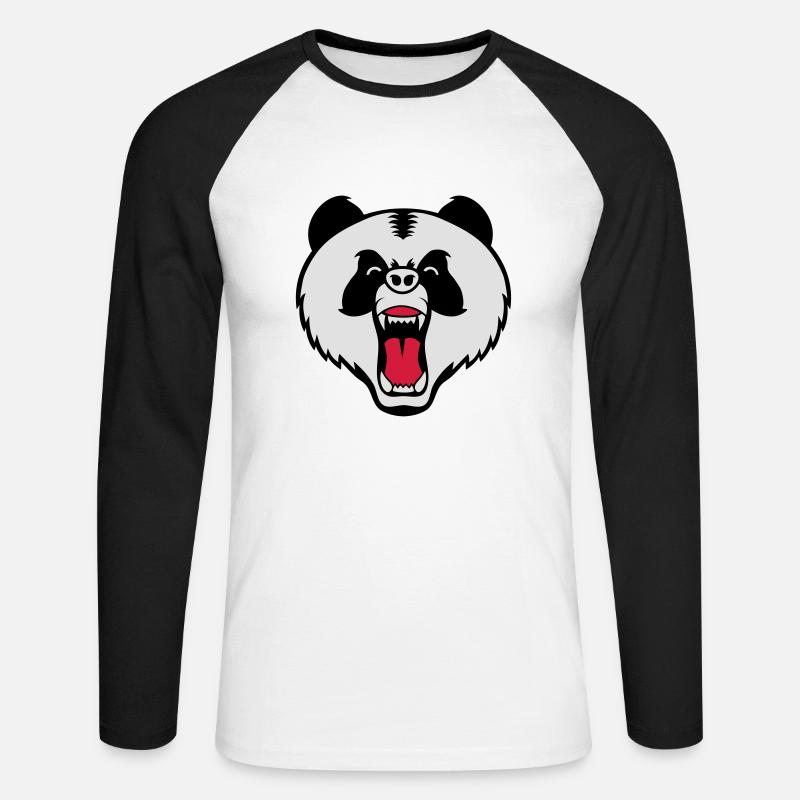 wütend Pandabären - Unisex Baseballshirt langarm - Weiß/Schwarz