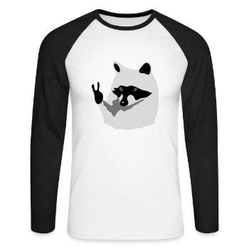 Waschbär-Peace - Unisex Baseballshirt langarm - Weiß/Schwarz - Vorne - Nik (191cm)