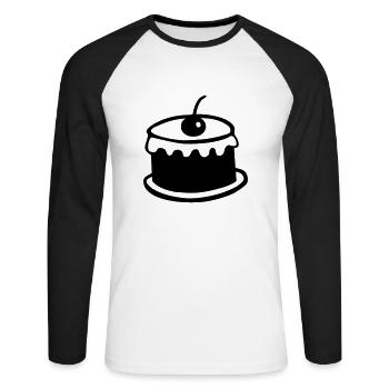 Kirsch kuchen - Unisex Baseballshirt langarm - Weiß/Schwarz - Vorne - Nik (191cm)