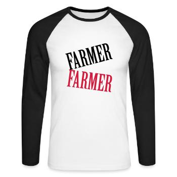 Farmer - T-shirt baseball manches longues Homme - blanc/noir - Devant - Nik (191cm)