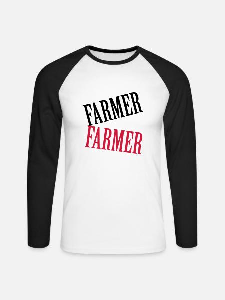 Farmer - T-shirt baseball manches longues Homme - blanc/noir