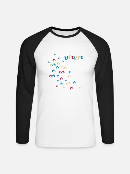 Kitelife - Unisex Baseballshirt langarm - Weiß/Schwarz