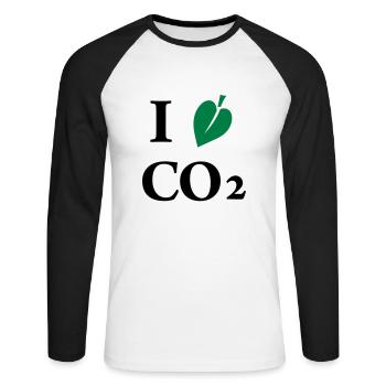 i love co2 - Unisex Long Sleeve Baseball T-Shirt - white/black - Front - Nik (191cm)
