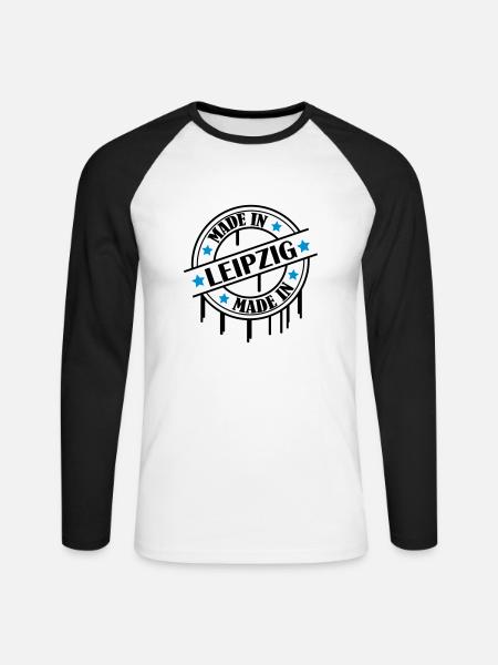 made_in_leipzig_02 - Unisex Baseballshirt langarm - Weiß/Schwarz